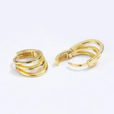 TrustDavis 925 Silver 18k 3-Layer Charm Hoop Earrings Wedding Jewelry