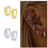 Star Anise 925 Sterling Silver Hoop Earrings Crystal Fine Jewelry 18K Mom Gift