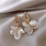 14K Plated Petal Pendant Earrings for Women