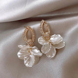 14K Plated Petal Pendant Earrings for Women