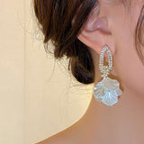 14K Plated Petal Pendant Earrings for Women