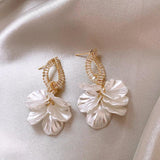 14K Plated Petal Pendant Earrings for Women