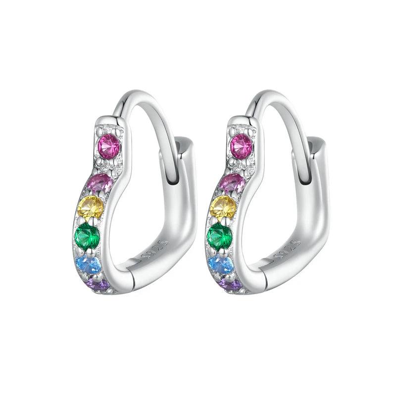 925 Silver Heart Earrings Platinum Plated CZ Hypoallergenic