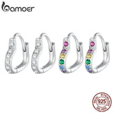 925 Silver Heart Earrings Platinum Plated CZ Hypoallergenic