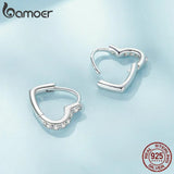 925 Silver Heart Earrings Platinum Plated CZ Hypoallergenic