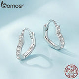 925 Silver Heart Earrings Platinum Plated CZ Hypoallergenic