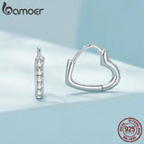 925 Silver Heart Earrings Platinum Plated CZ Hypoallergenic
