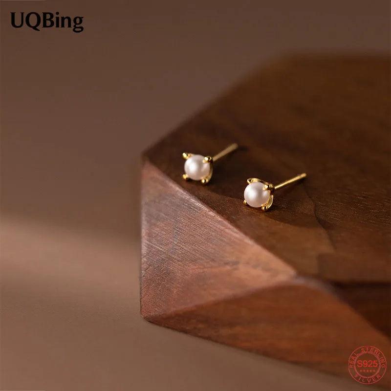 925 Sterling Silver Fresh Water Pearl Stud Earrings Wedding Jewelry