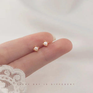 925 Sterling Silver Fresh Water Pearl Stud Earrings Wedding Jewelry