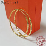 Senlissi Women's Hoop Earrings 18K Yellow Plated 925 Sterling Silver 