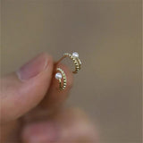 925 Silver Korea Double Half Circle Pearl Stud Earrings 14k Plating Gift