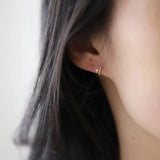 925 Silver Korea Double Half Circle Pearl Stud Earrings 14k Plating Gift