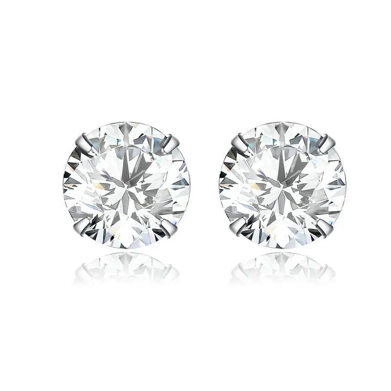 925 Silver Zircon Stud Earrings Purple Red Small CTE166