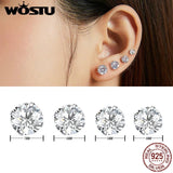 925 Silver Zircon Stud Earrings Purple Red Small CTE166