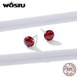 925 Silver Zircon Stud Earrings Purple Red Small CTE166