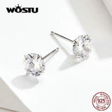 925 Silver Zircon Stud Earrings Purple Red Small CTE166