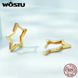 925 Silver Star Hoop Earrings Geometric Hollow Ear Buckle Minimalism Party