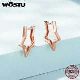 925 Silver Star Hoop Earrings Geometric Hollow Ear Buckle Minimalism Party