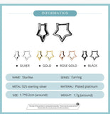 925 Silver Star Hoop Earrings Geometric Hollow Ear Buckle Minimalism Party