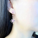 Star & Moon Drop Earrings 925 Sterling Silver Jewelry