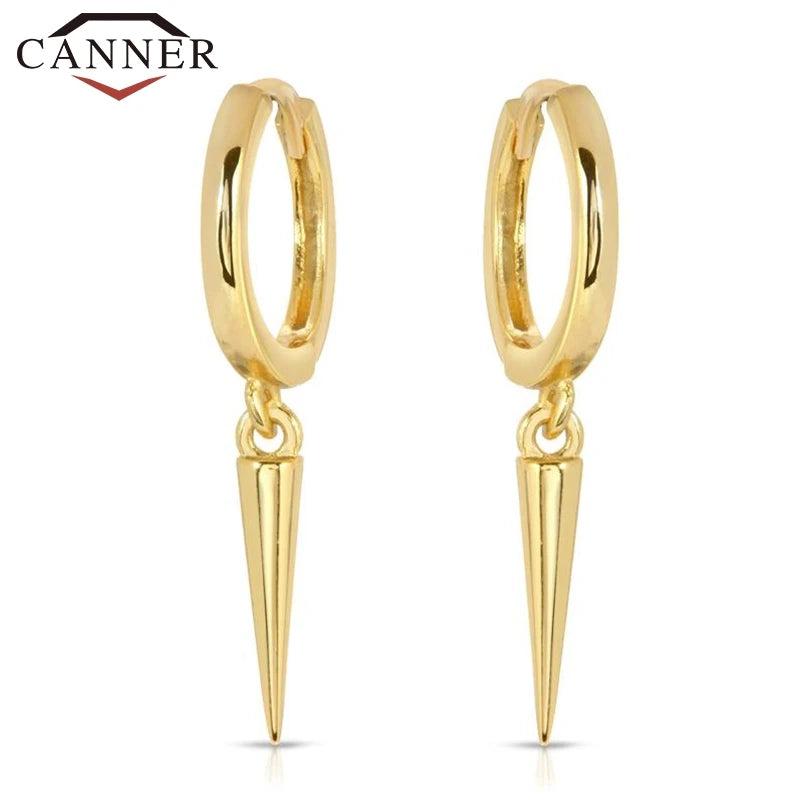 925 Silver Rivet Hoop Earrings for Women Punk Style