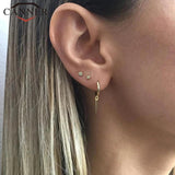 925 Silver Rivet Hoop Earrings for Women Punk Style