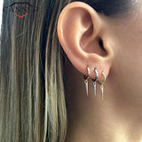 925 Silver Rivet Hoop Earrings for Women Punk Style