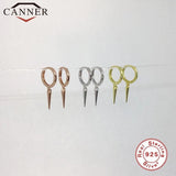 925 Silver Rivet Hoop Earrings for Women Punk Style