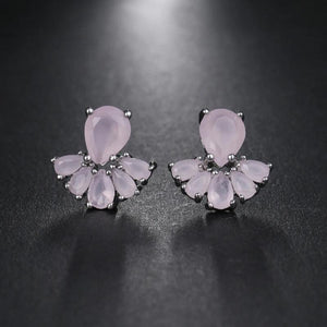 Pink CZ Stud Earrings for Girls Wedding