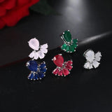 Pink CZ Stud Earrings for Girls Wedding