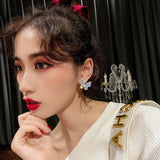 Korea Hot Jewelry Green Crystal Butterfly Earrings
