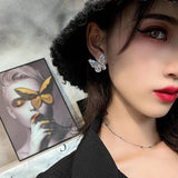 Korea Hot Jewelry Green Crystal Butterfly Earrings