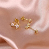 Red Zircon 925 Sterling Silver Ear Stud Piercing Earrings Set for Women