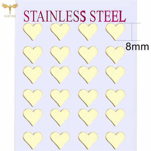 Romantic Heart Earrings Set Stainless Steel Small Stud Accessory