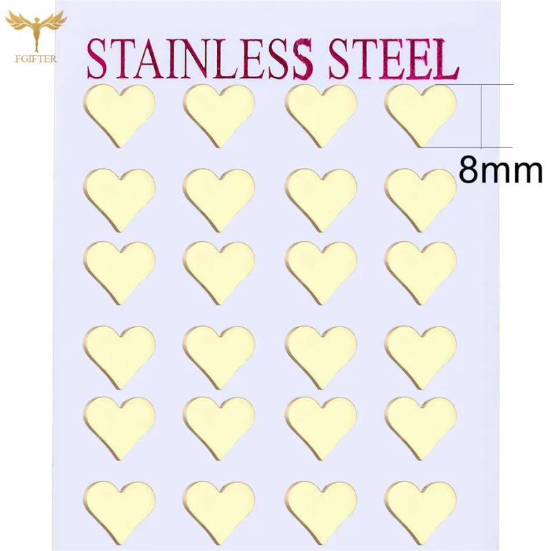 Romantic Heart Earrings Set Stainless Steel Small Stud Accessory