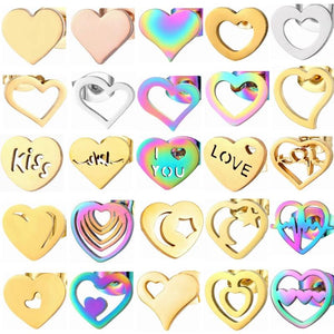 Romantic Heart Earrings Set Stainless Steel Small Stud Accessory