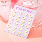 Romantic Heart Earrings Set Stainless Steel Small Stud Accessory