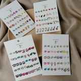 20 Pairs Women Metal Crystal Stud Earrings Set Owl Mermaid Butterfly Brincos