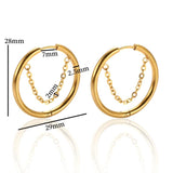Golden Circle Thick Hoop Earrings for Women, Small Stainless Steel Ear Ring