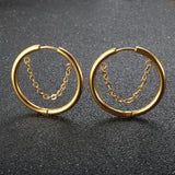 Golden Circle Thick Hoop Earrings for Women, Small Stainless Steel Ear Ring