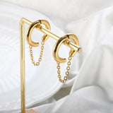 Golden Circle Thick Hoop Earrings for Women, Small Stainless Steel Ear Ring