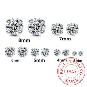 S925 Sterling Silver Stud Earrings Crystal 6pcs Set Couple's Wedding Earrings
