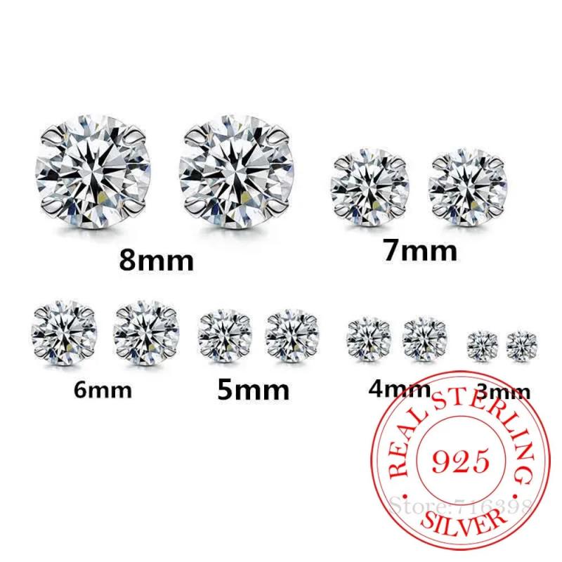 S925 Sterling Silver Stud Earrings Crystal 6pcs Set Couple's Wedding Earrings