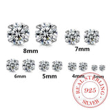 S925 Sterling Silver Stud Earrings Crystal 6pcs Set Couple's Wedding Earrings