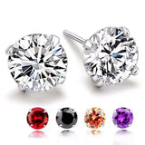 S925 Sterling Silver Stud Earrings Crystal 6pcs Set Couple's Wedding Earrings