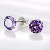 S925 Sterling Silver Stud Earrings Crystal 6pcs Set Couple's Wedding Earrings