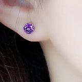 S925 Sterling Silver Stud Earrings Crystal 6pcs Set Couple's Wedding Earrings