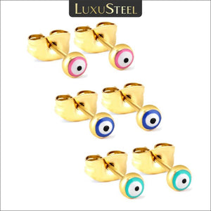 Boho Evil Eyes Stud Earrings Stainless Steel Jewelry Set