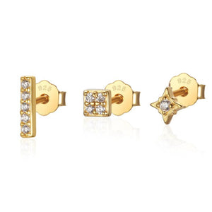 925 Silver Zircon Stud Earrings Set for Women