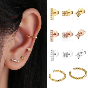 925 Silver Zircon Stud Earrings Set for Women